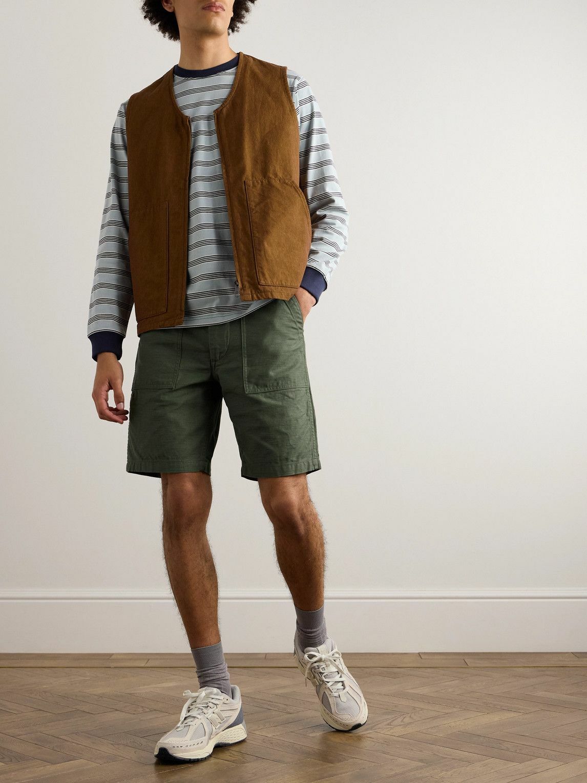 OrSlow - Slim-Fit Straight-Leg Cotton Cargo Shorts - Green