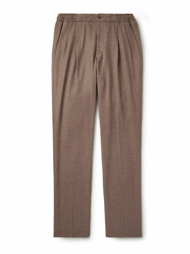 Photo: Rubinacci - Leisure Straight-Leg Pleated Wool-Flannel Trousers - Brown