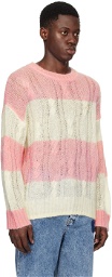 GANNI Pink & White Striped Sweater