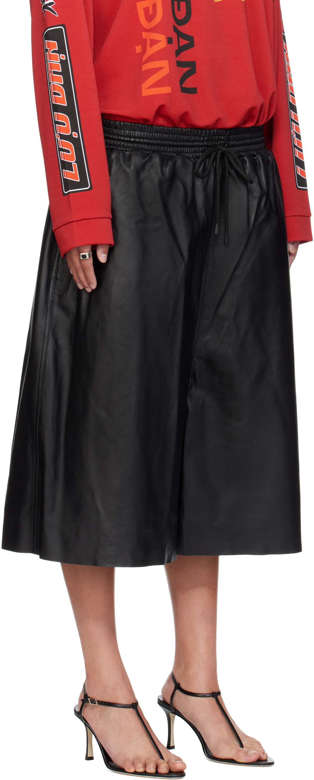 LU'U DAN Black B Ball Leather Pants