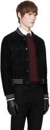 Ernest W. Baker Black Suede Varsity Jacket