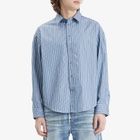 AMI Paris Men's Boxy Fit Stripe Shirt in Blue Note/White/Navy