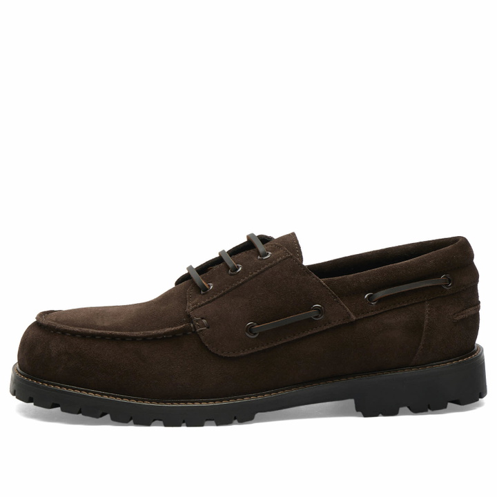 Photo: Studio Nicholson Men's Guston Lace Up Boat Shoe in Caffe