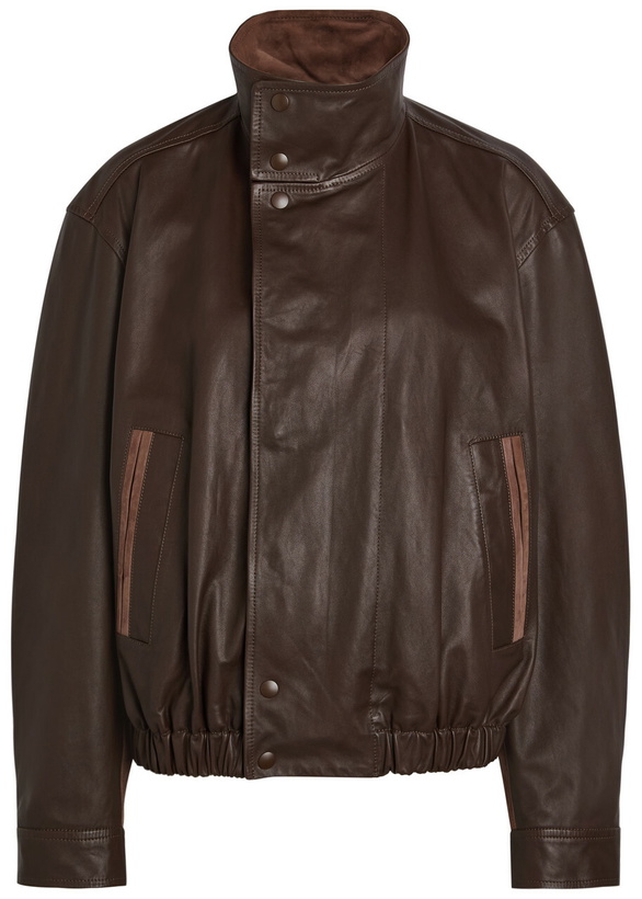 Photo: Lemaire High-neck Leather Jacket Chocolate