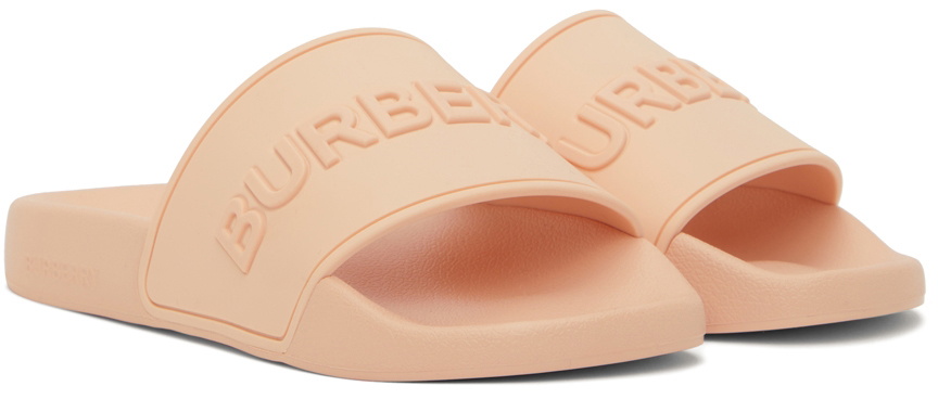 Burberry Pink Furley Slides Burberry