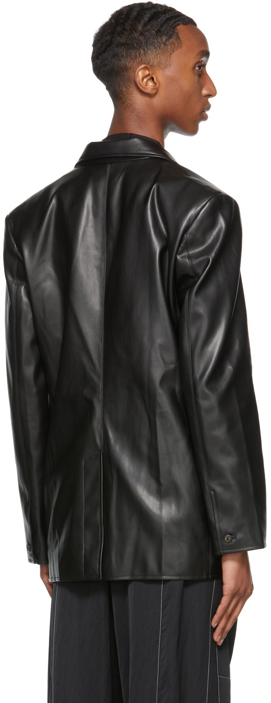 Deveaux New York Black Vegan Leather Quinn Blazer
