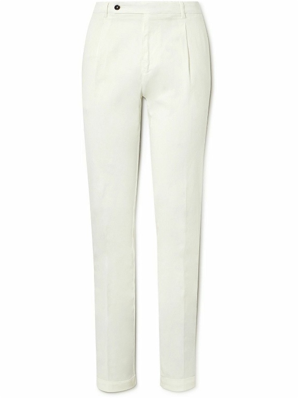 Photo: Thom Sweeney - Straight-Leg Pleated Lyocell and Cotton-Blend Twill Trousers - White