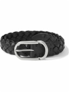 Brunello Cucinelli - 3cm Woven Textured-Leather Belt - Black