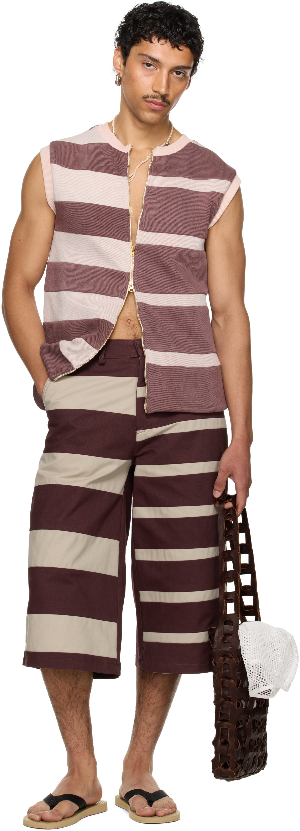 Stanley Raffington SSENSE Exclusive Purple & Pink Contrast Stripe Vest