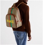 Gucci - Logo-Appliquéd Leather-Trimmed Printed Monogrammed Coated-Canvas Backpack - Brown