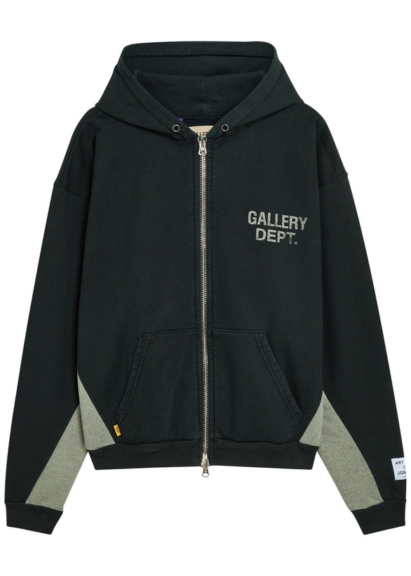 Photo: Gallery Dept. Panelled Hooded Cotton Sweatshirt Black Grey