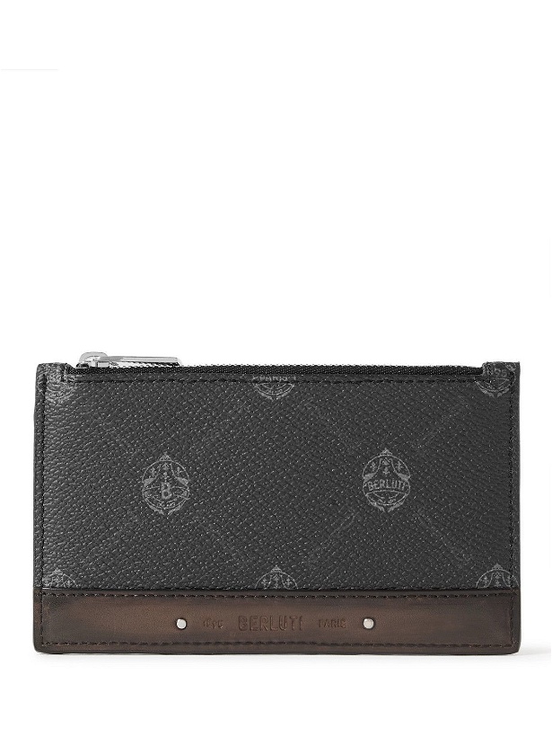 Photo: Berluti - Signature Leather-Trimmed Monogrammed Coated-Canvas Zipped Wallet