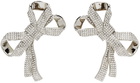 AREA Silver Crystal Pave Bow Earrings