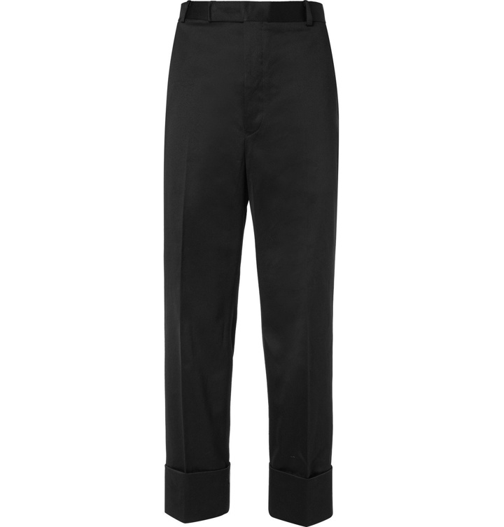 Photo: Thom Browne - Grosgrain-Trimmed Cotton-Twill Trousers - Black