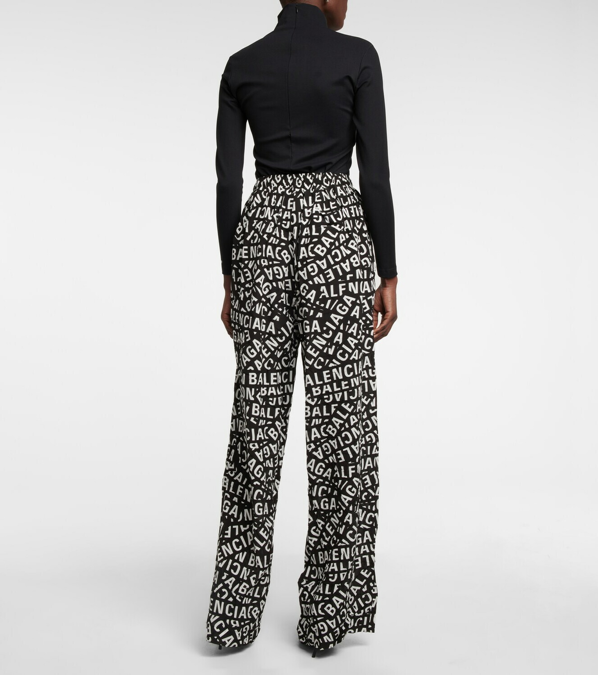 Balenciaga - Logo high-rise wide-leg silk pants Balenciaga