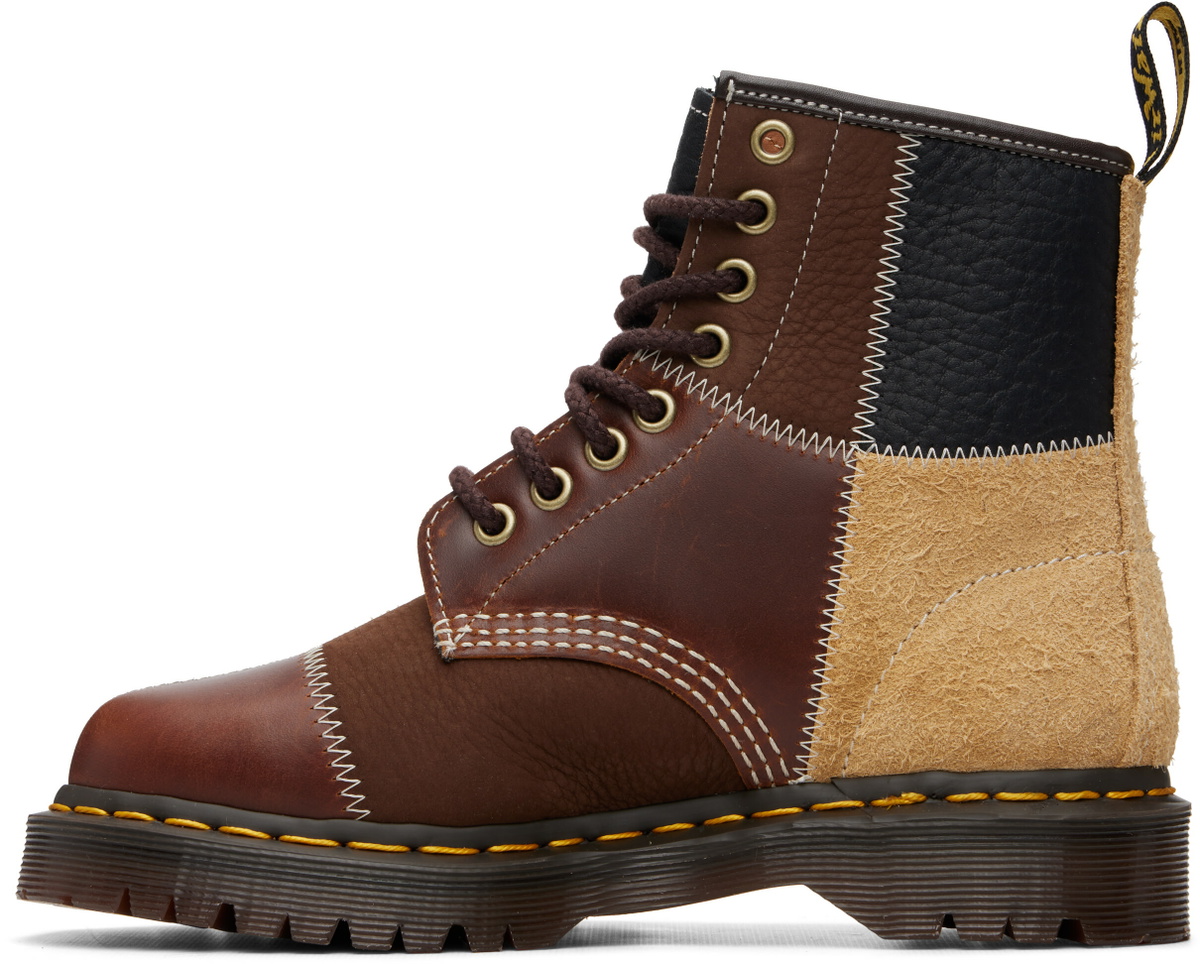 Dr. Martens Brown & Beige 1460 Patchwork 8 Eye Lace Up Boots