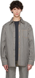 Bottega Veneta Navy & Off-White Striped Shirt