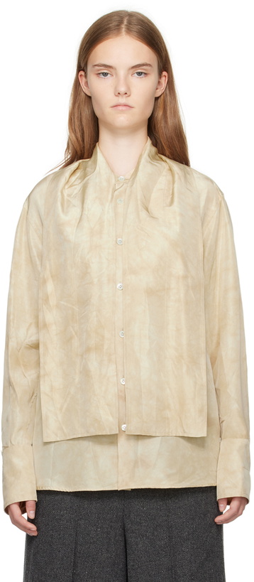 Photo: UMBER POSTPAST Beige Onion Dyed Silk Scarf Shirt