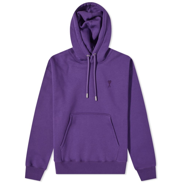 Photo: AMI Men's Tonal Heart Hoody in Purple