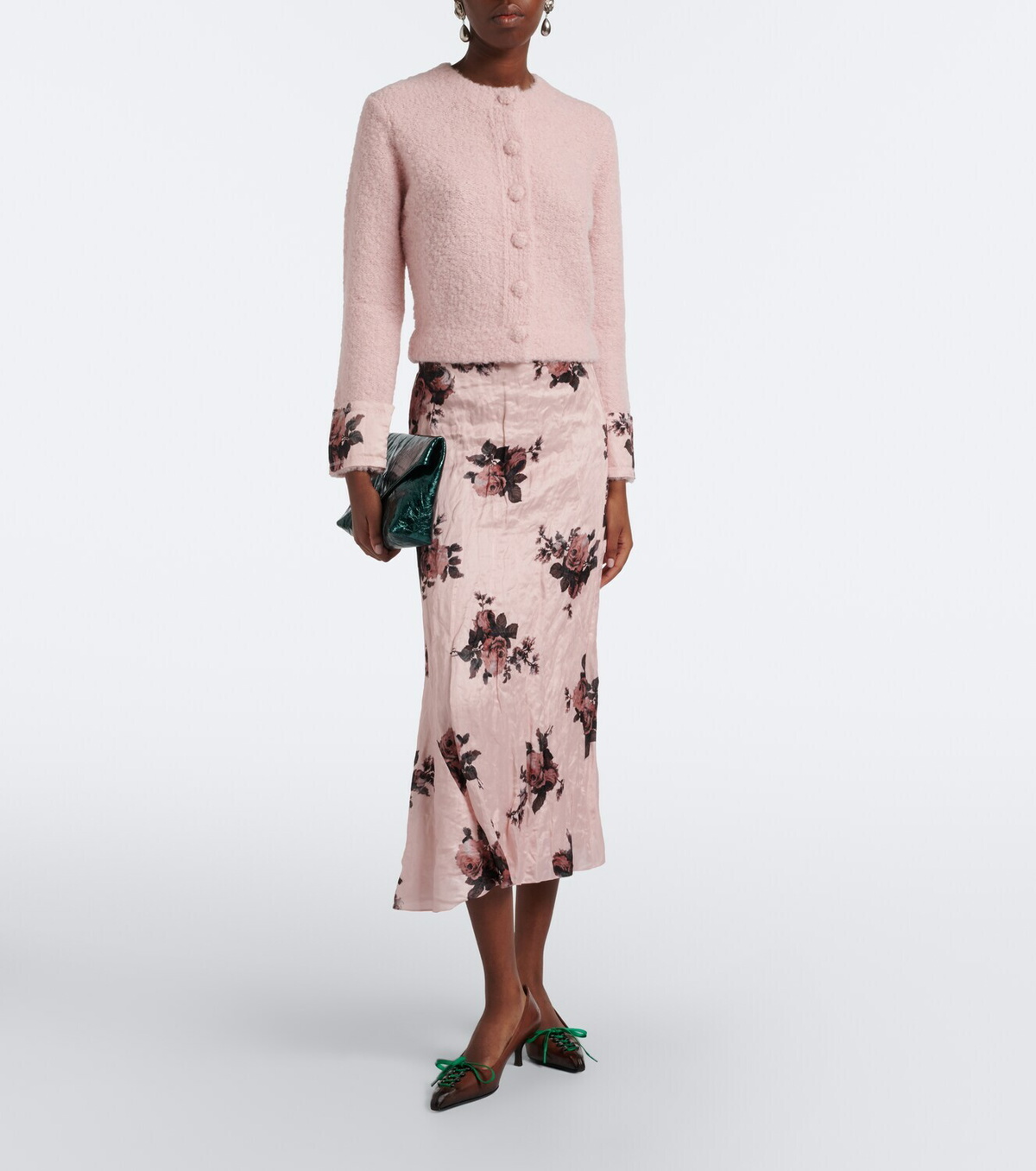 Erdem Floral wool and alpaca bouclé cardigan