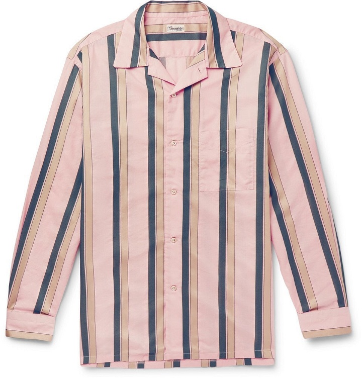 Photo: Camoshita - Camp-Collar Striped Cotton Shirt - Pink
