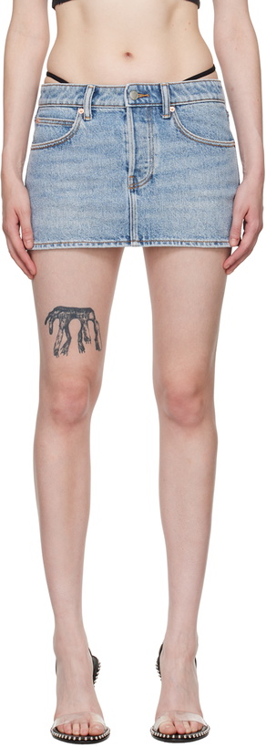 Photo: Alexander Wang Blue Diamanté Thong Denim Miniskirt