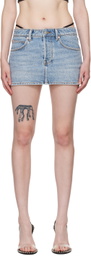 Alexander Wang Blue Diamanté Thong Denim Miniskirt