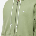 Nike Men's Solo Swoosh Fleece Full Zip Hoody in Oil Green/White