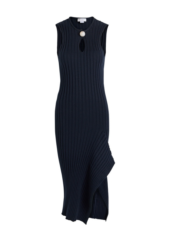 Photo: Stella Mccartney Ribbed Cotton Midi Dress Navy