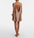Juliet Dunn Embroidered cotton minidress