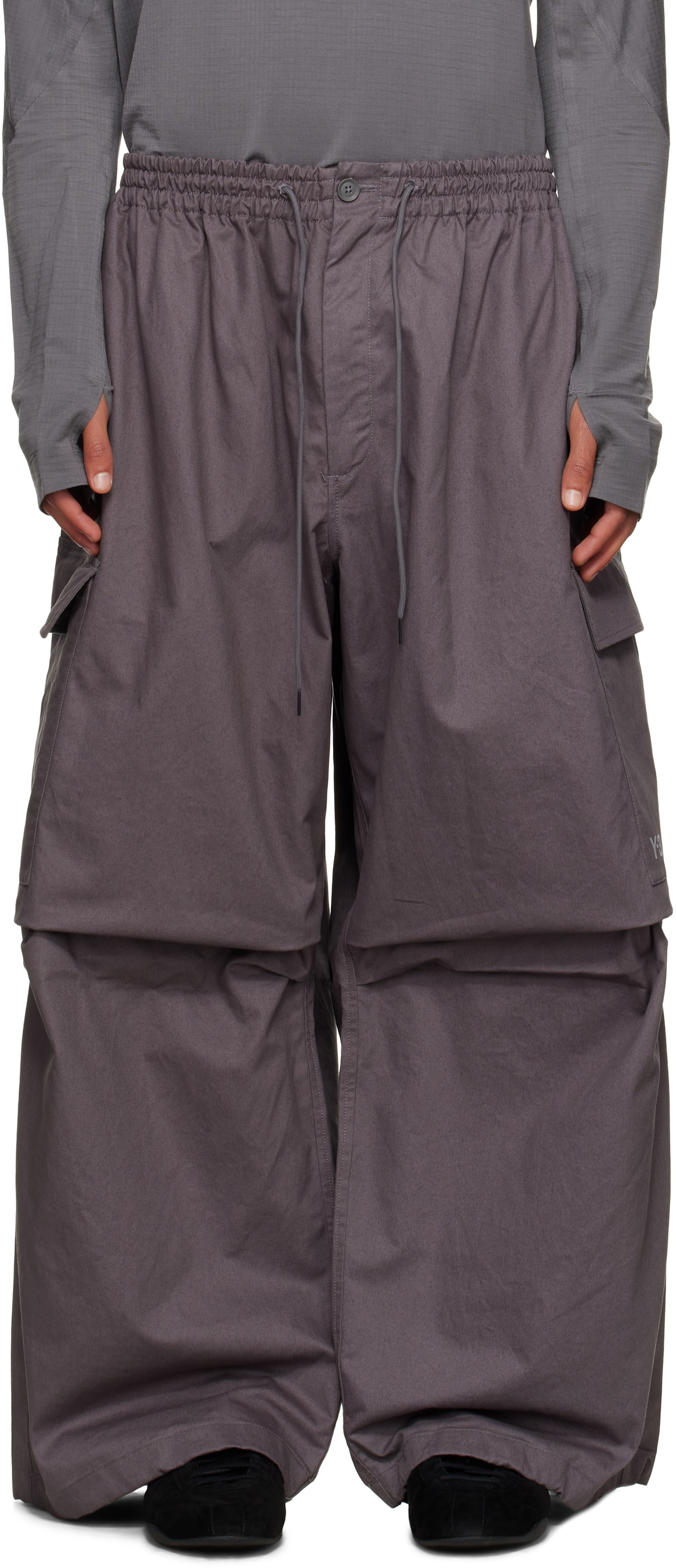 Y-3 dark gray buggy slacks