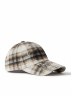 Acne Studios - Distressed Logo-Appliquéd Checked Cotton-Twill Baseball Cap