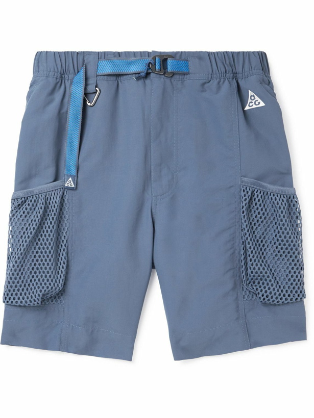 Photo: Nike - ACG Snowgrass Straight-Leg Belted Nylon Cargo Shorts - Blue