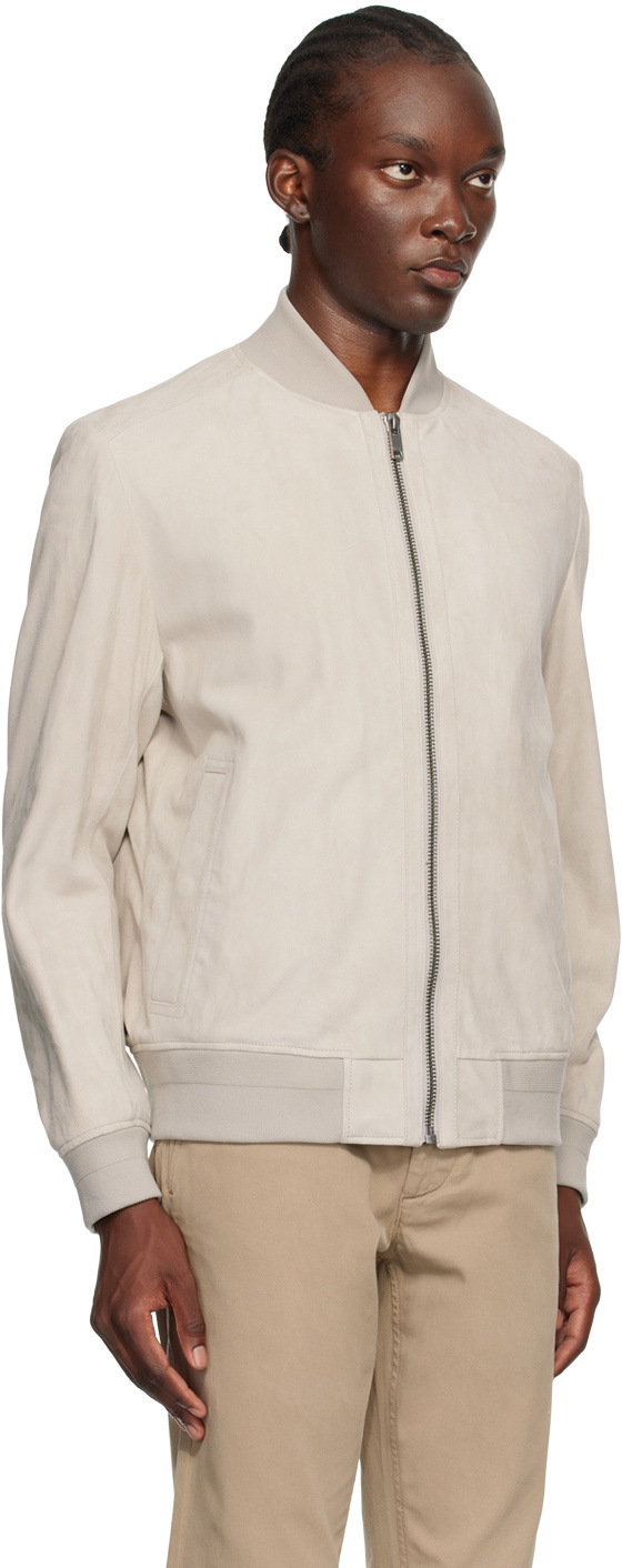 BOSS Beige Zip Leather Jacket