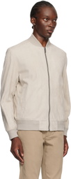 BOSS Beige Zip Leather Jacket