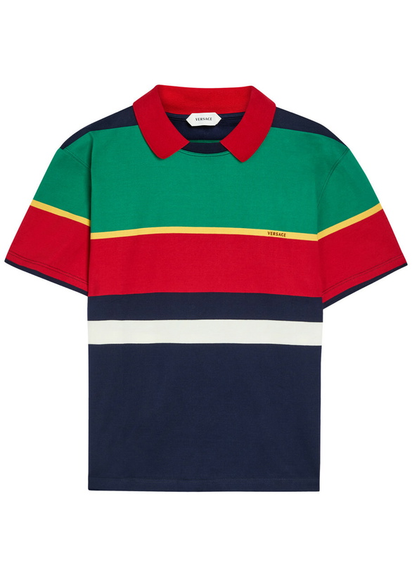 Photo: Versace Striped Layered Cotton T-shirt Multicoloured 1
