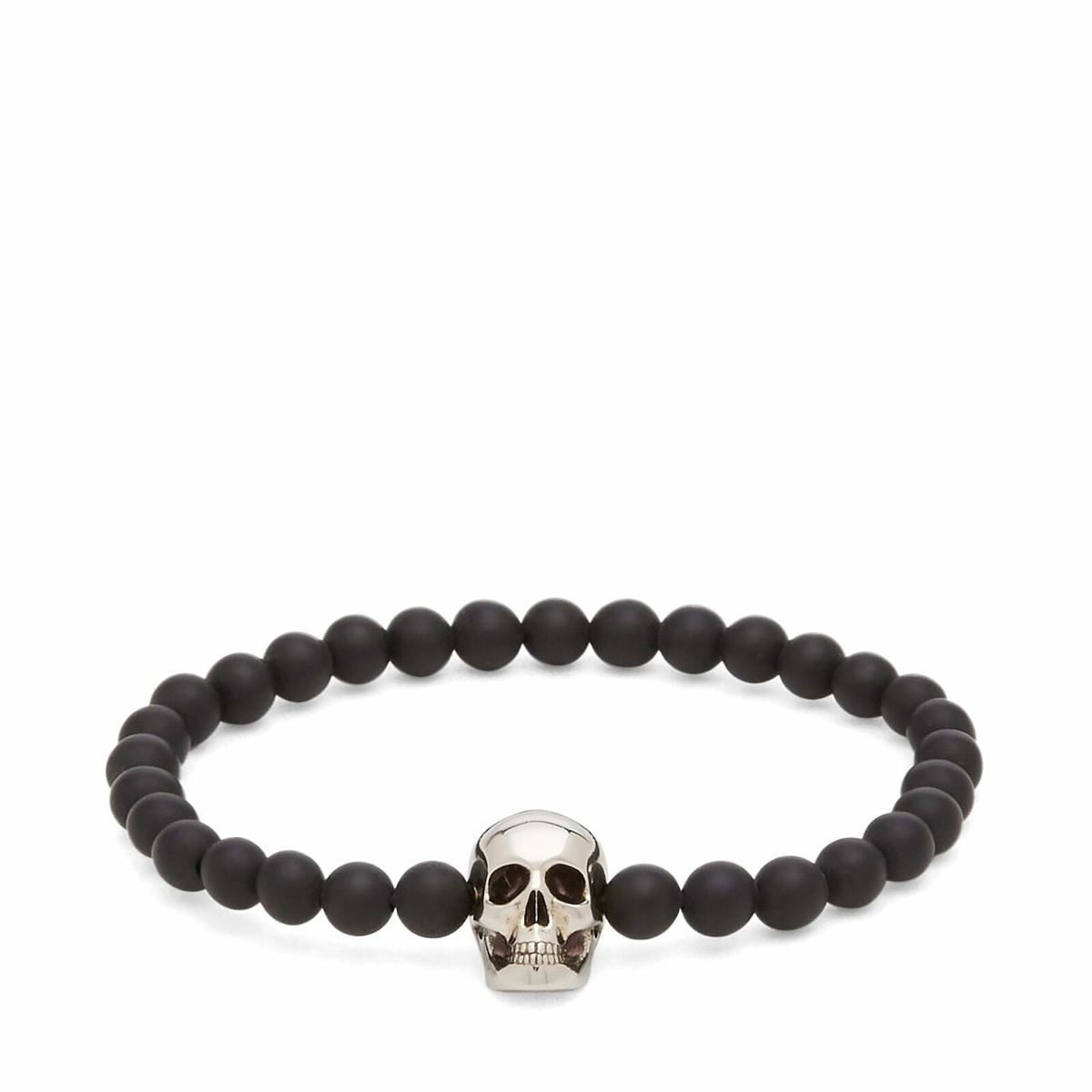 Alexander McQueen Men's Skull & Onyx Bead Bracelet in Black/Silver 