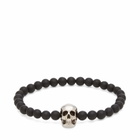 Alexander McQueen Men's Skull & Onyx Bead Bracelet in Black/Silver 