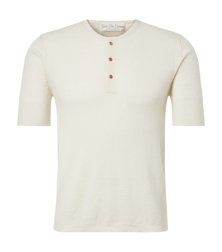 Photo: God's True Cashmere Cashmere Henley shirt with carnelian