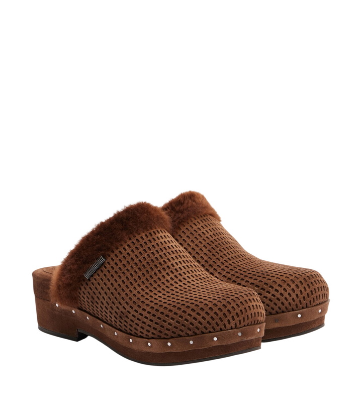 Photo: Brunello Cucinelli Monili suede clogs