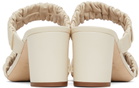 Staud Off-White Frankie Ruched Sandals