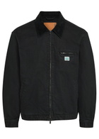 Vowels Corduroy-trimmed Denim Jacket Black