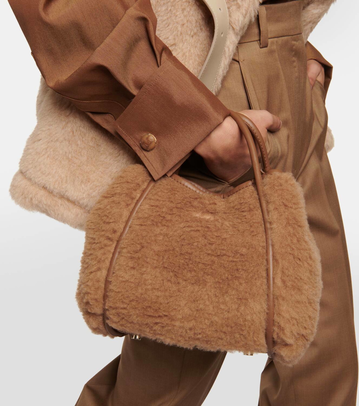 【MAX MARA】マックスマーラ Teddy Marine ミニ バッグ Marine Mini teddy tote bag in brown - Max Mara | Mytheresa