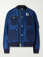 Sacai - Carhart WIP Padded Shell and Cotton-Twill Bomber Jacket - Blue