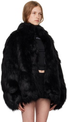 MISBHV Black Funnel Neck Faux-Fur Jacket