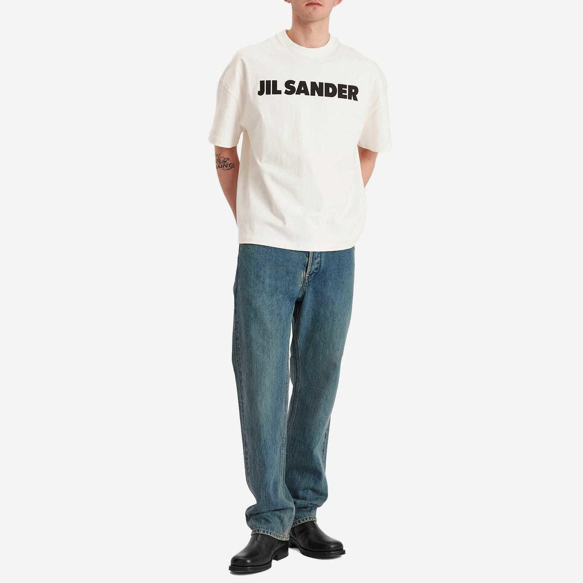 Jil Sander+ Men's Regular Fit Five Pocket Selvedge Cut Jeans in Blue