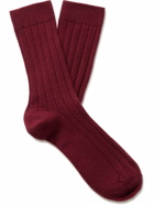 Johnstons of Elgin - Ribbed Cashmere-Blend Socks - Red