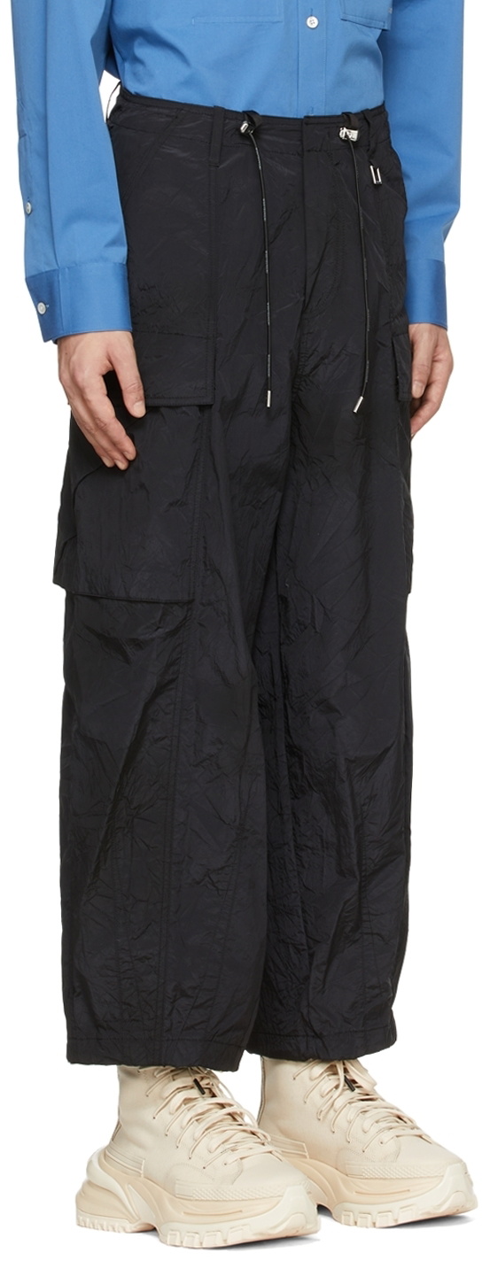 Wooyoungmi Black Curved Cargo Pants