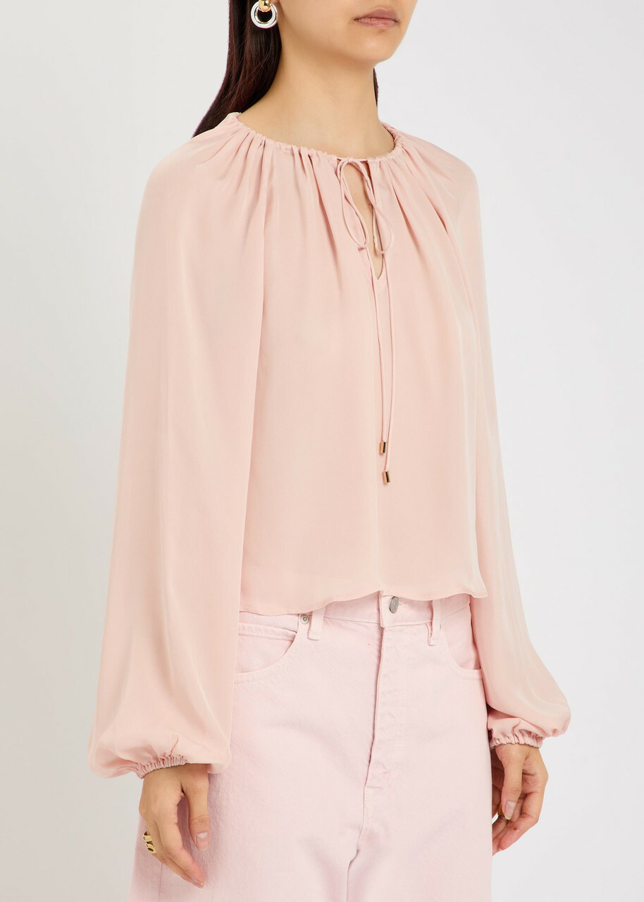 Frame The Balloon Silk Blouse Pink