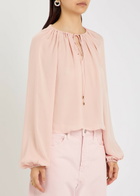 Frame The Balloon Silk Blouse Pink